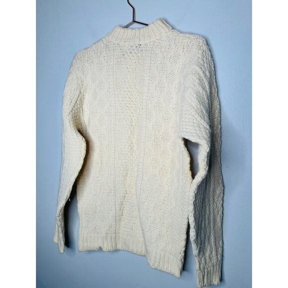Vintage WICKBURY LTD Ivory 100% Fine Wool 70s/80s Mock Neck Sweater Size XL - Picture 3 of 5